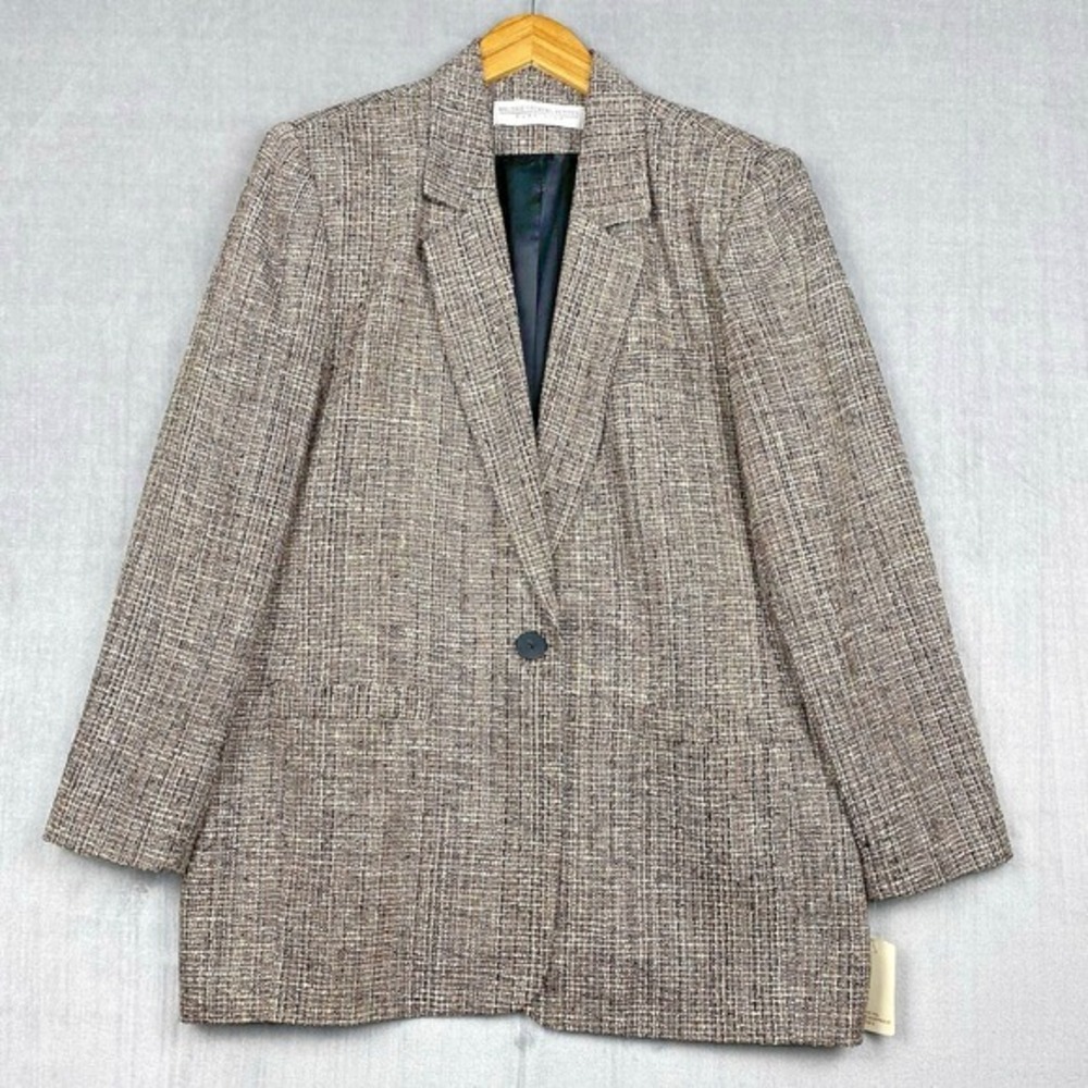 Vtg Filenes Womens‎ Silk Blazer XLP Oversized Academia Slouchy Chic Office Siren